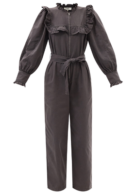 Stan Ruffled Sandwashed-Twill Jumpsuit from SEA