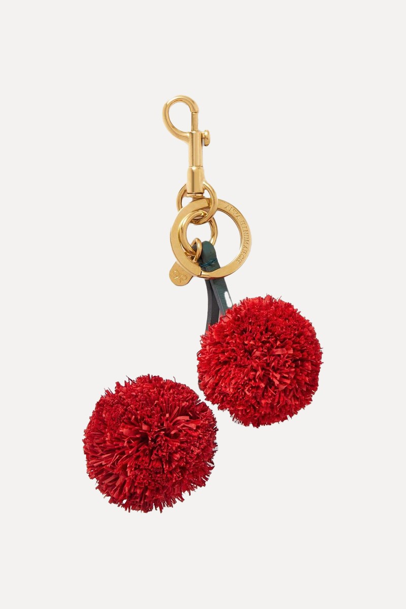 Cherries Raffia, Leather & Gold-Tone Charm from ANYA HINDMARCH