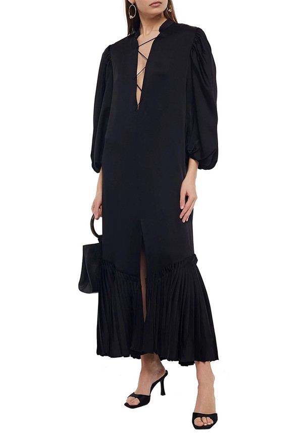 Bianca Pleated Cady Maxi Dress
