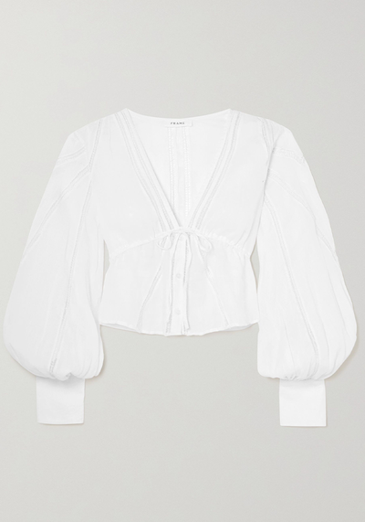 Lace-Trimmed Ramie Blouse from Frame