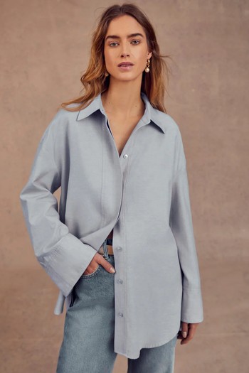 Blue Oversized Cotton Shirt from Mint Velvet