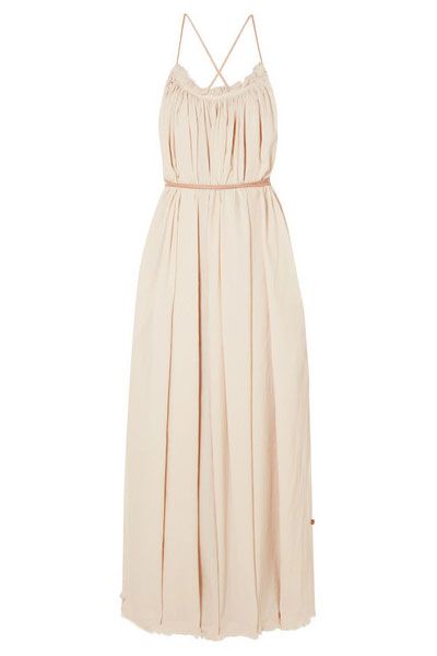 Leather-Trimmed Cotton-Gauze Maxi Dress from Caravana