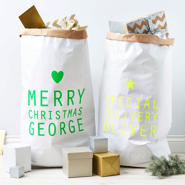 Neon Personalised Christmas Sack, £18 | Sophia Victoria Joy