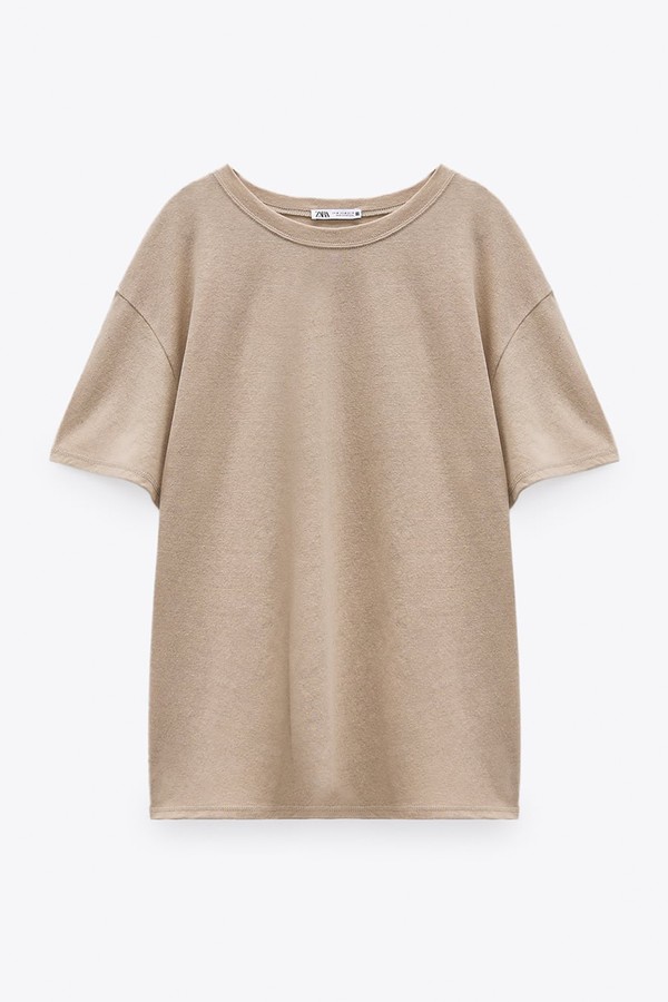 Linen Blend T-Shirt from Zara