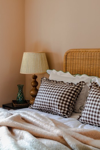 Ruffle Gingham Rectangular Linen Cushion Cover, £65 | Rebecca Udall