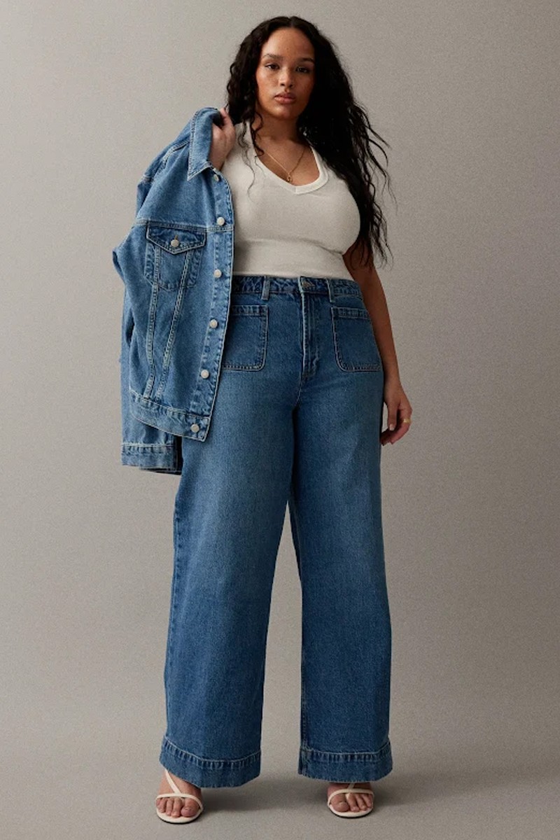 Curve High Waist Wide Leg Jeans With Front Pockets from ASOS DESIGN