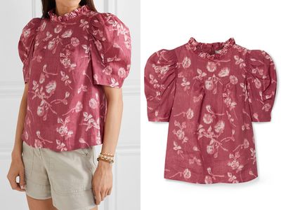 Monet Ruffle-Trimmed Floral-Print Ramie Blouse from Sea