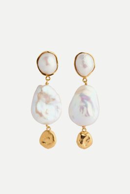 Pearl-Embellished 18kt Gold-Plated Drop Earrings from Joanna Laura Constantine