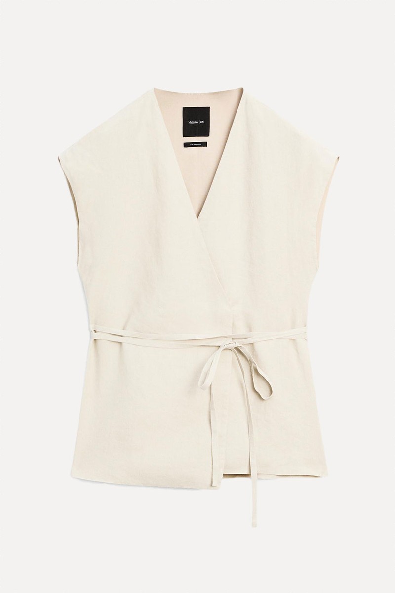100% Linen Crossover Waistcoat from Massimo Dutti