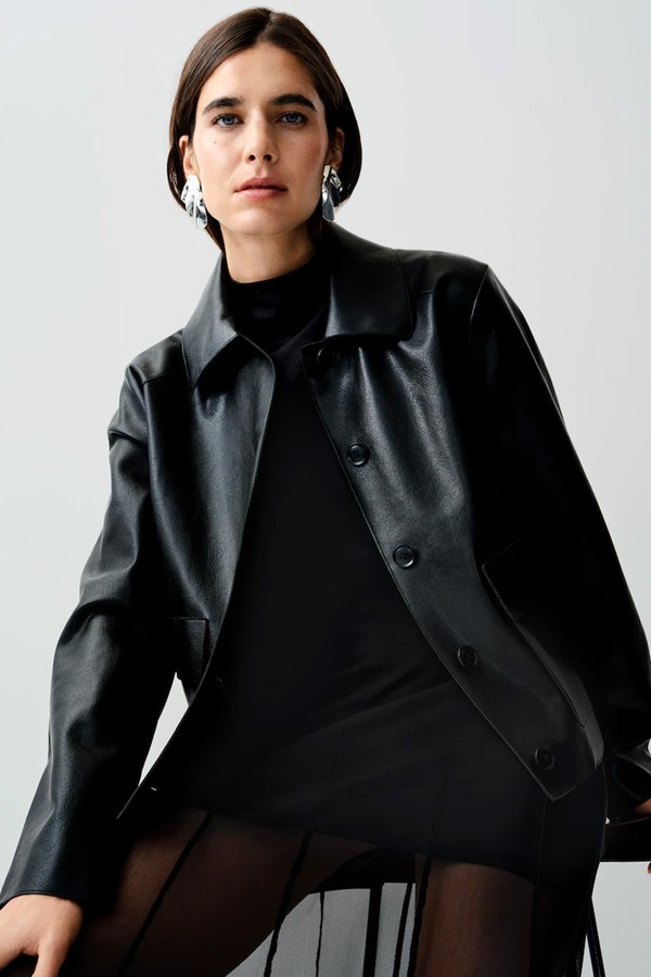 Faux Leather Button-Up Jacket from F&F