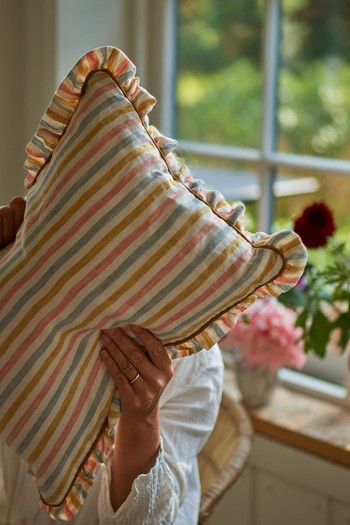 Sofia Striped Frill Cushion from Rowen & Wren