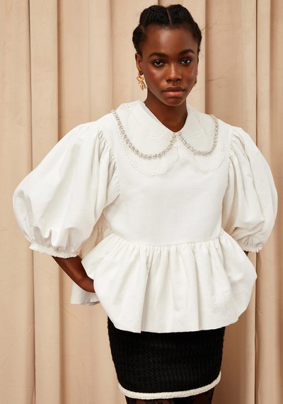 Crystal Collar Oversized Blouse, £125 | Sister Jane