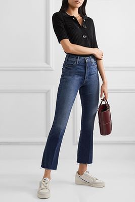 The Hustler Cropped Frayed High-Rise Flared Jeans