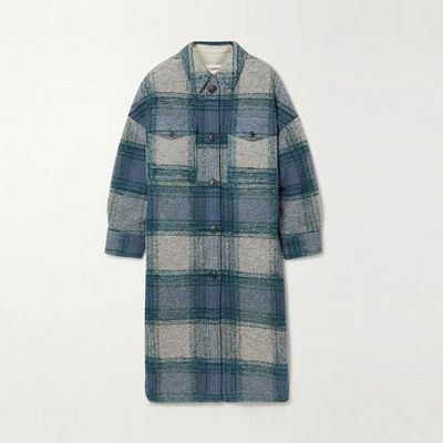 Oversized Checked Brushed Wool-Blend Felt Coat, £470 | Isabel Marant Étoile