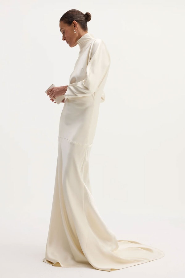 Satin Button Down Dress With Train from Róhe