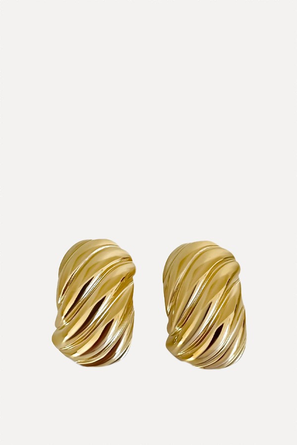 x from Gold Chunky Ribbed Earrings, £89 | Anisa Sojka