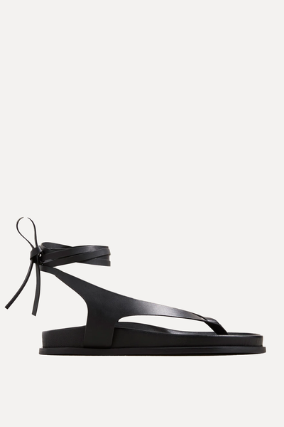 Shel Lace-Up Leather Thong Sandals from A.Emery