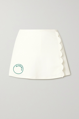 Steffi Scalloped Stretch Recycled-Seersucker Tennis Skirt from Marysia