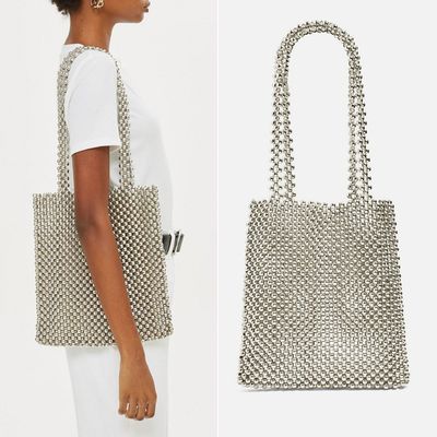 Metallic Beaded Tote Bag