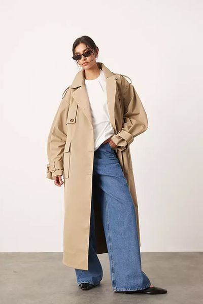 Oversized Pocket Detail Trench Coat