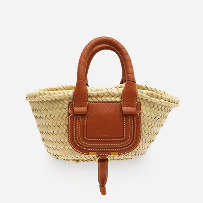 Marcie Mini Raffia & Leather Basket Bag from Chloé