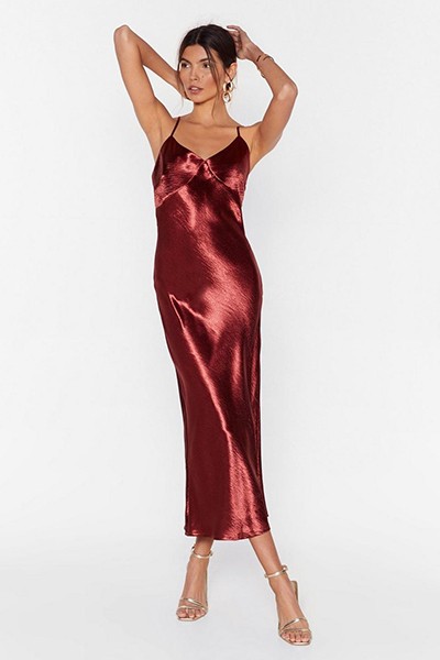 Sleek & Destroy Satin Midi Dress