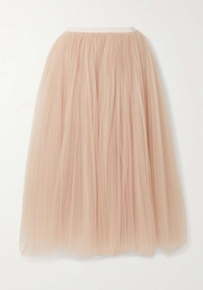 Samantha Pleated Tulle Midi Skirt from Khaite