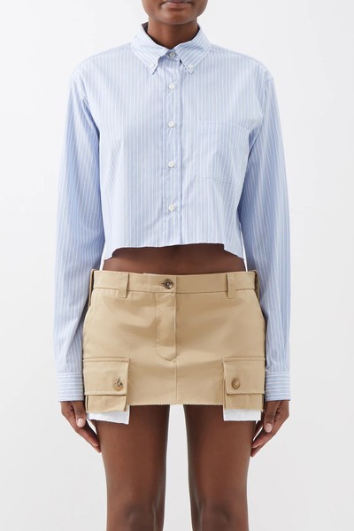 Cropped Striped Cotton-Poplin Shirt from Miu Miu