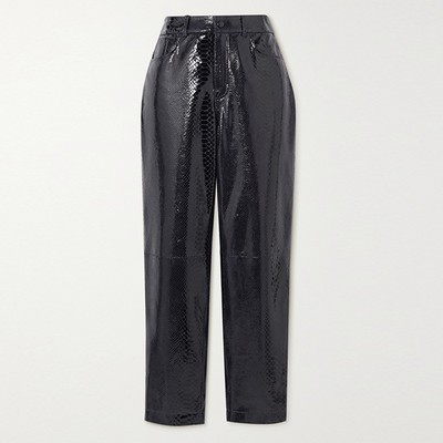 Elsa Cropped Snake-Effect Patent-Leather Pants from Remain Birger Christensen