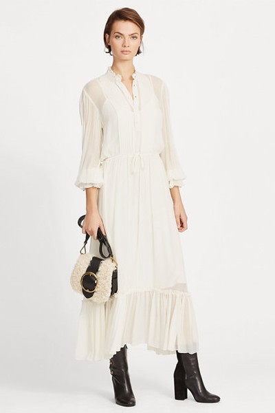 Ruffle-Trim Chiffon Dress