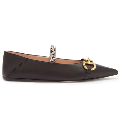 Deva Horsebit Leather Flats from Gucci