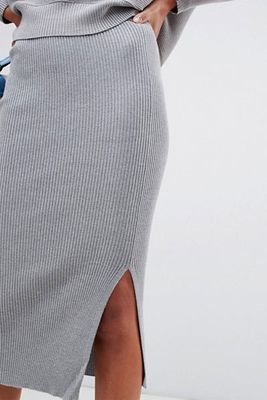 Mango Knitted Ribbed Midi Skirt Co-ord from Mango