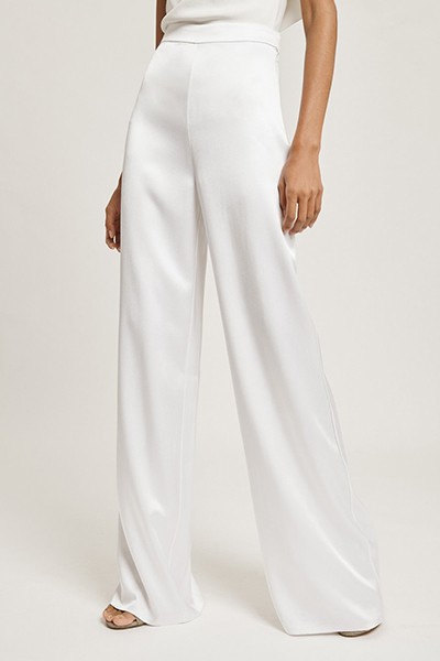 Silk Charmeuse High Waisted Wide Leg Pant from Cushine