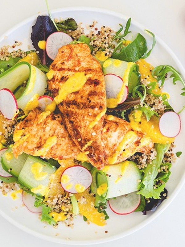 Harissa Chicken, Cucumber Ribbons & Orange Salad