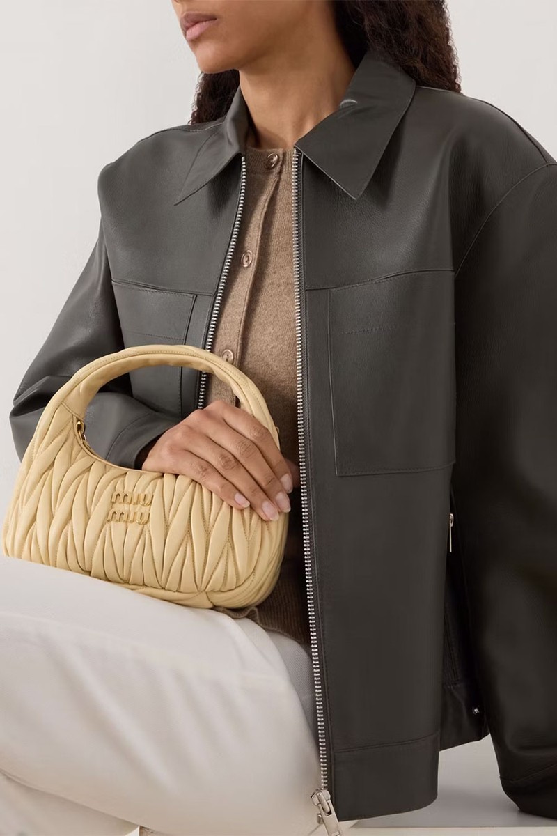 Wander Matelassé Nappa Leather Hobo Bag from Miu Miu