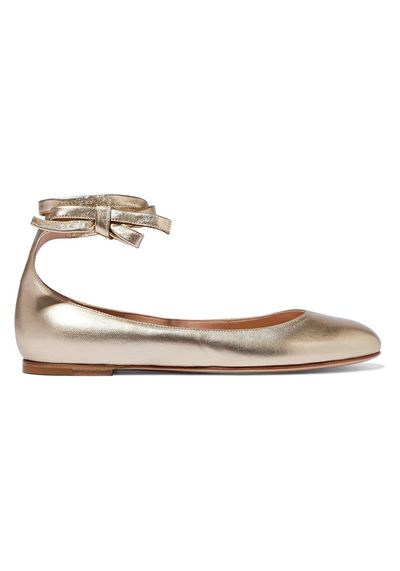 Metallic Leather Ballet Flats from Gianvito Rossi