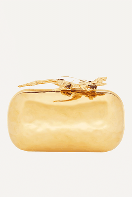 Hammered Gold-Tone Box Clutch from Valentino Garavani