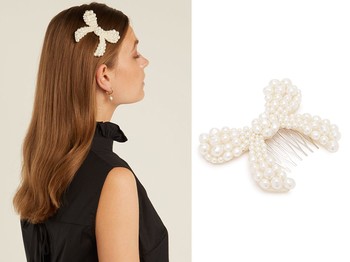 Faux-Pearl Bow Hair Slide from Simone Rocha