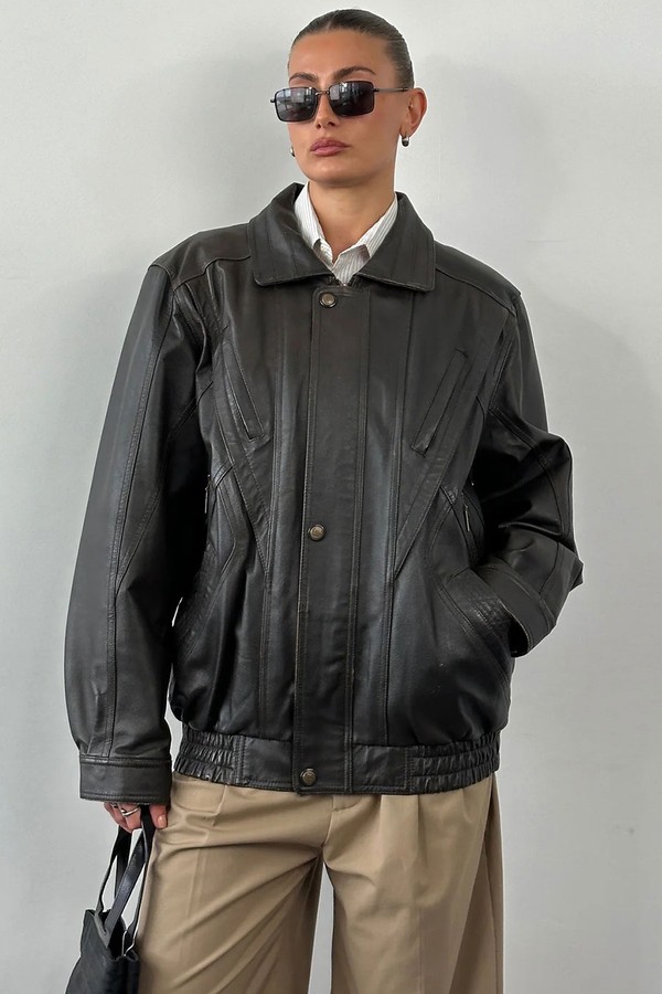 Vintage Leather Blouson Bomber Jacket from Morena 