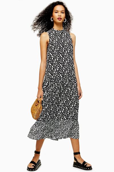 Black & White Floral Sleeveless Dress