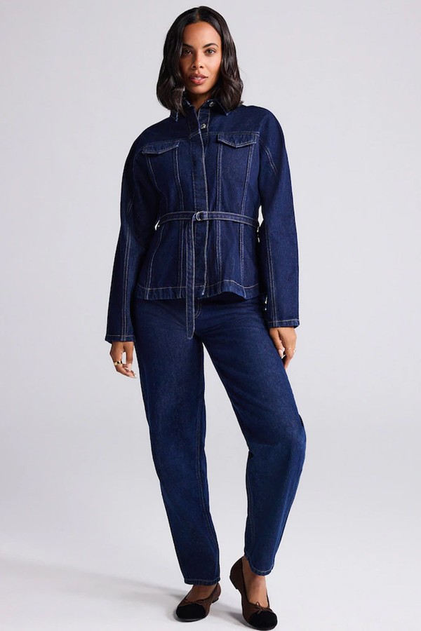 Rinse Blue Barrel Leg Jeans