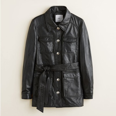 Pockets Leather Jacket from Mango