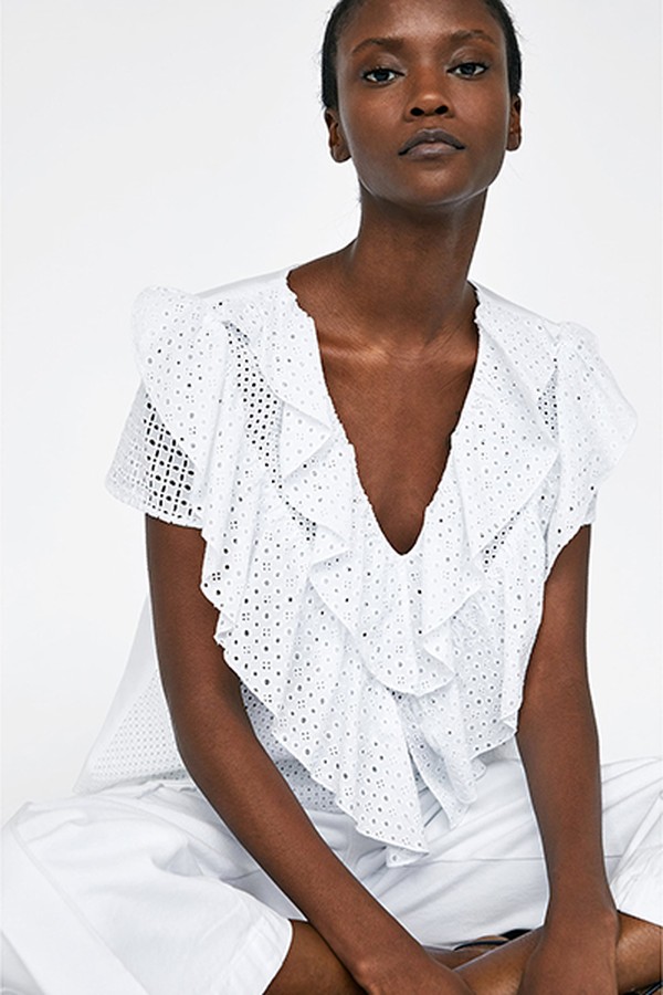 Blouse With Double Ruffle from Zara