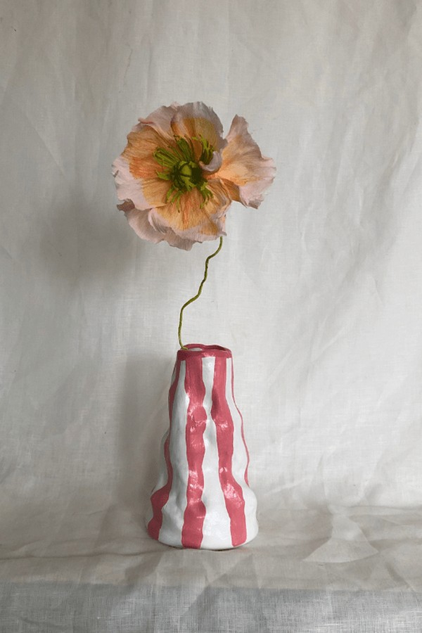 Ruby Candy Stripe Vase from Hodge Pots
