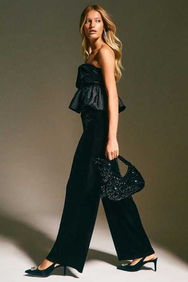Velvet Wide Leg Trousers