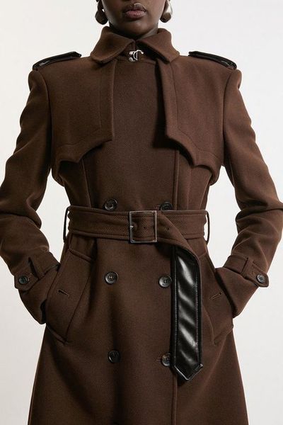 Italian Wool Tailored Belted Trench Maxi Coat