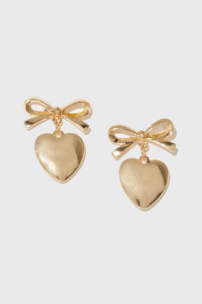 Gold Bow Heart Earrings from New Look 