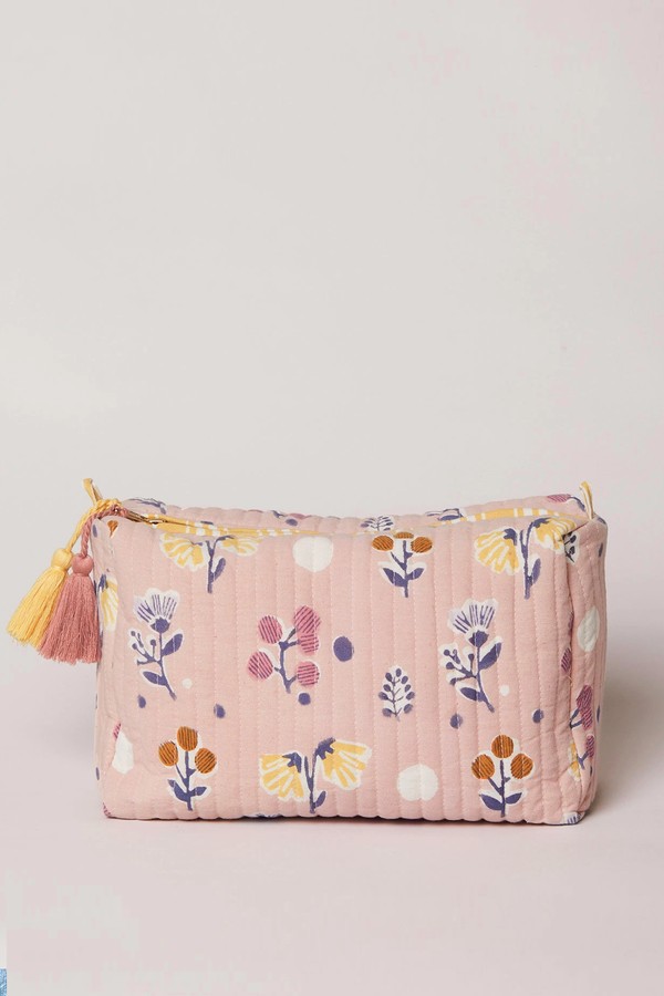 Niwa Hand Block Print Quilted Wash Bag from AI.NO.AH