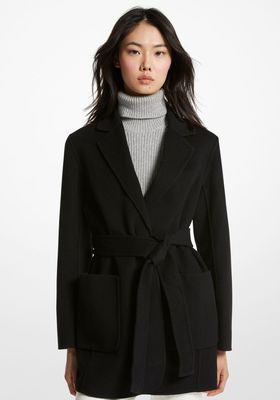 Double Faced Wool Blend Belted Coat