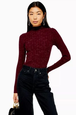 Knitted Marl Funnel Neck Top